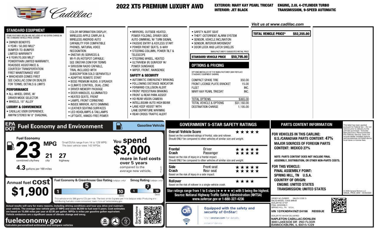 Used 2022 Cadillac XT5 Premium Luxury image 8