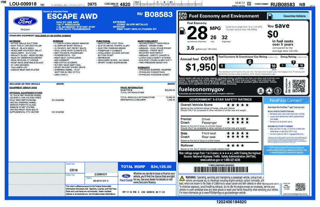 Certified 2024 Ford Escape ST-Line AWD/4WD image 29