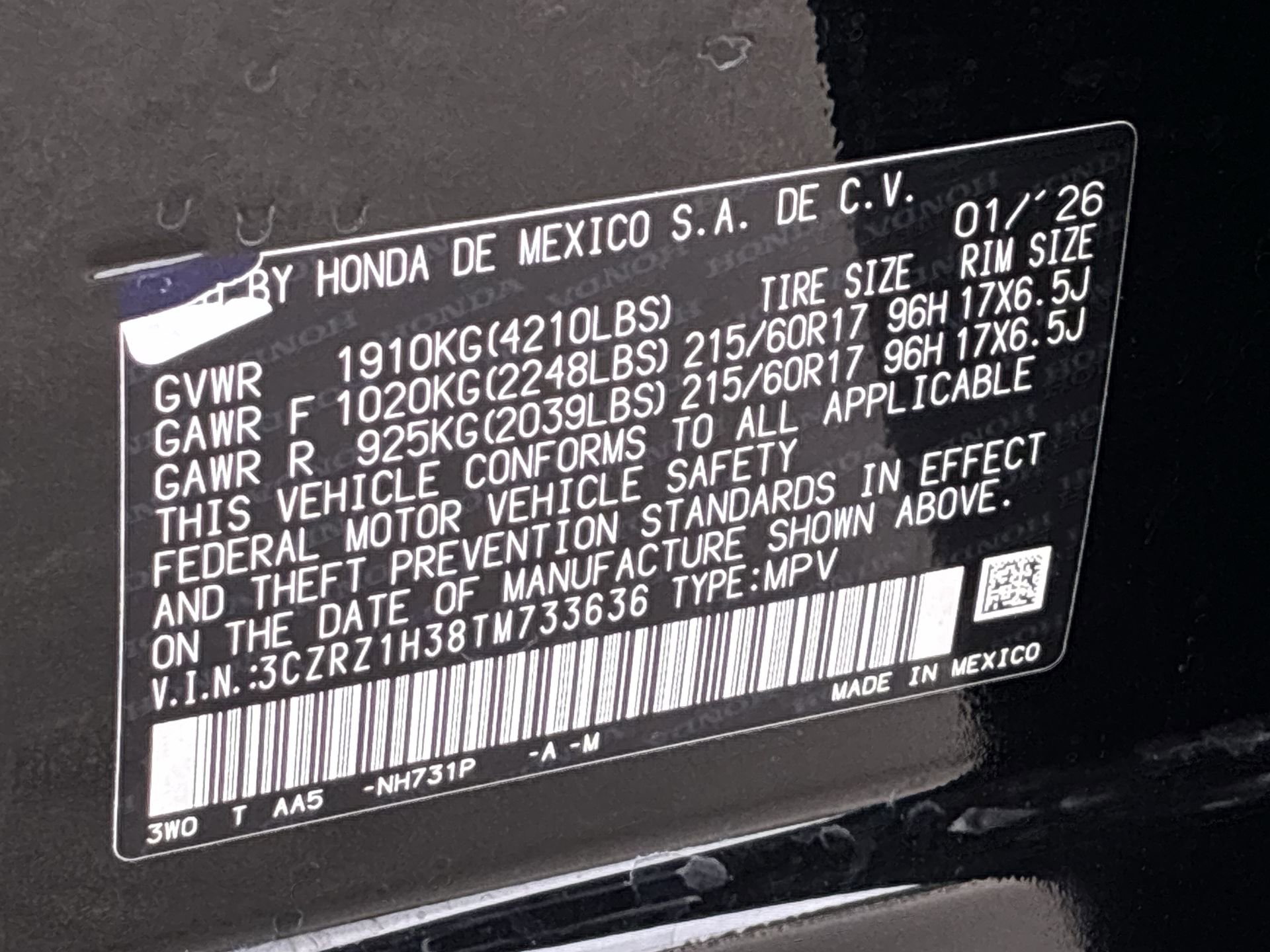 Certified 2026 Honda HR-V LX image 37