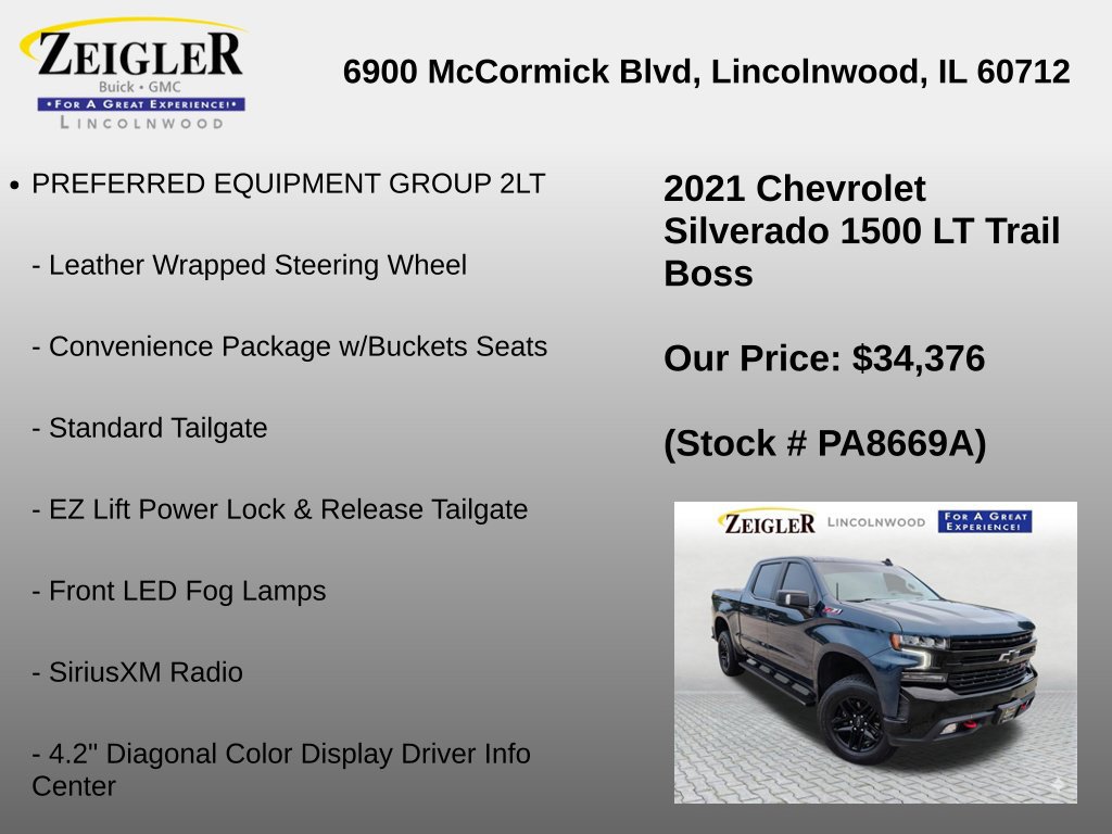 Certified 2021 Chevrolet Silverado 1500 LT Trail Boss w/ Convenience Package II AWD/4WD image 24