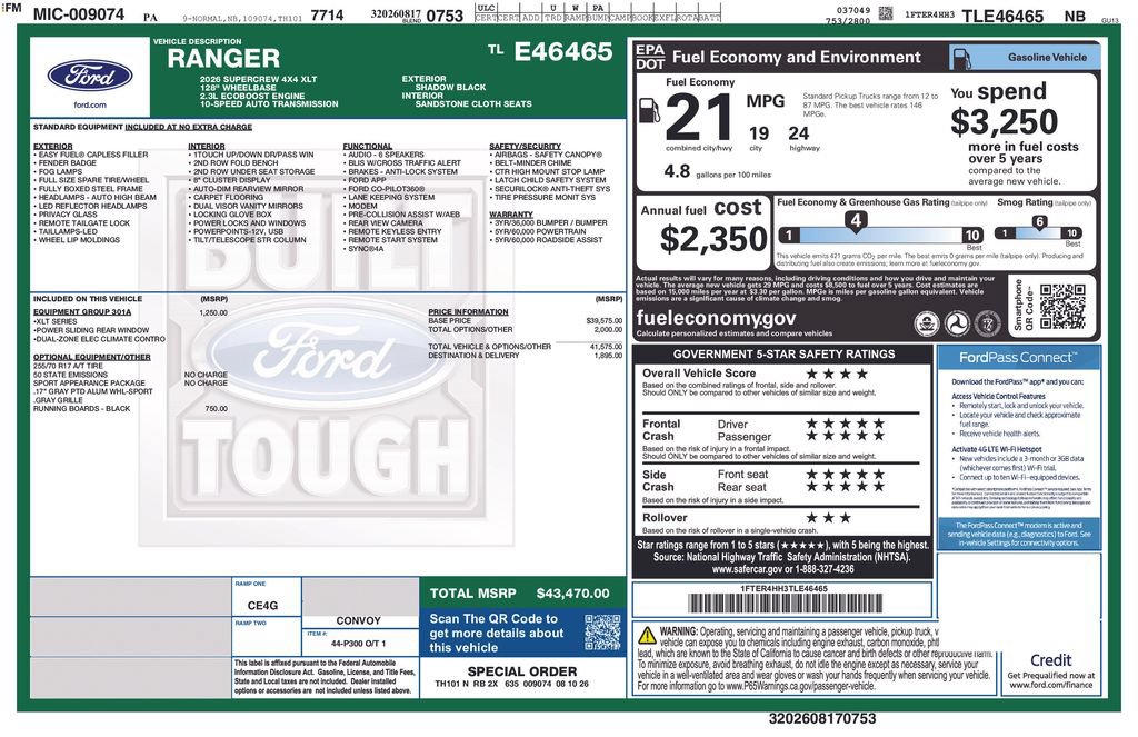 New 2026 Ford Ranger XLT w/ Equipment Group 301A High AWD/4WD image 23