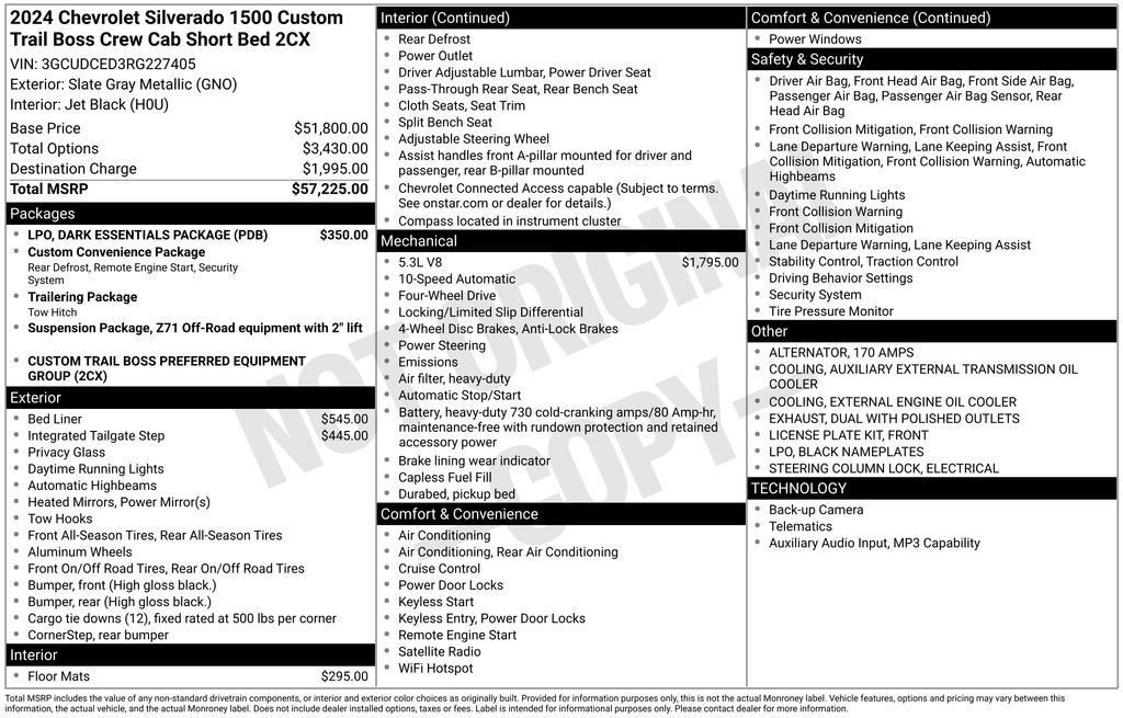 Used 2024 Chevrolet Silverado 1500 Custom Trail Boss w/ LPO, Dark Essentials Package AWD/4WD image 33