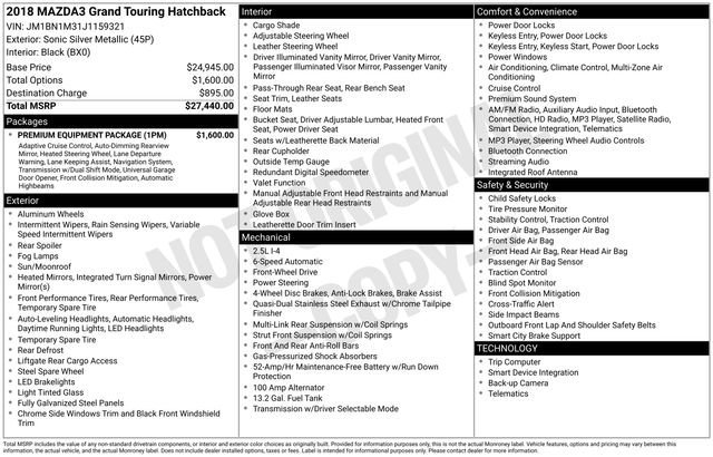 Used 2018 MAZDA MAZDA3 Grand Touring w/ Premium Equipment Package image 2