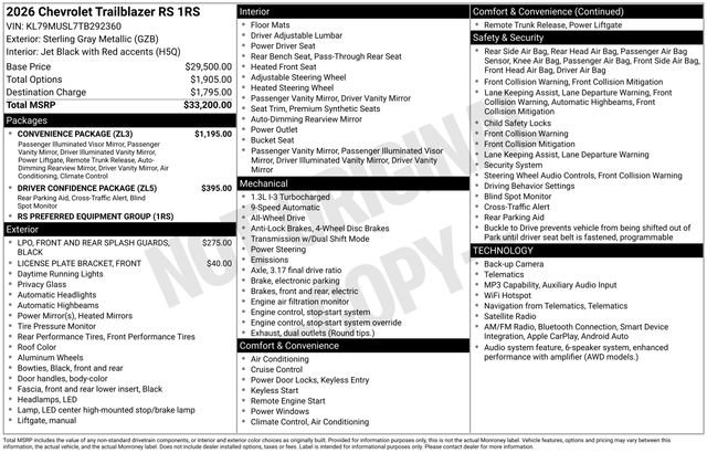 New 2026 Chevrolet TrailBlazer RS w/ Convenience Package AWD/4WD image 25