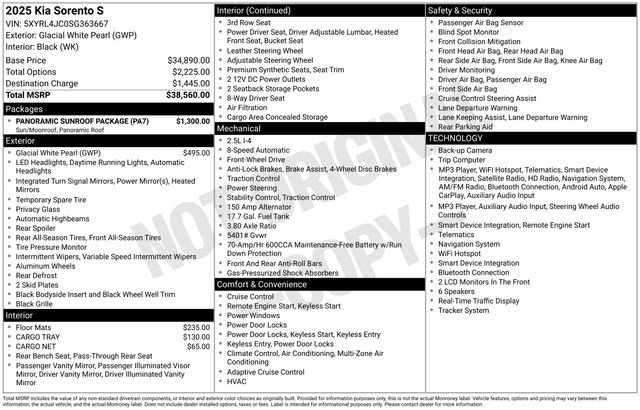 Certified 2025 Kia Sorento S w/ Panoramic Sunroof Package FWD image 30