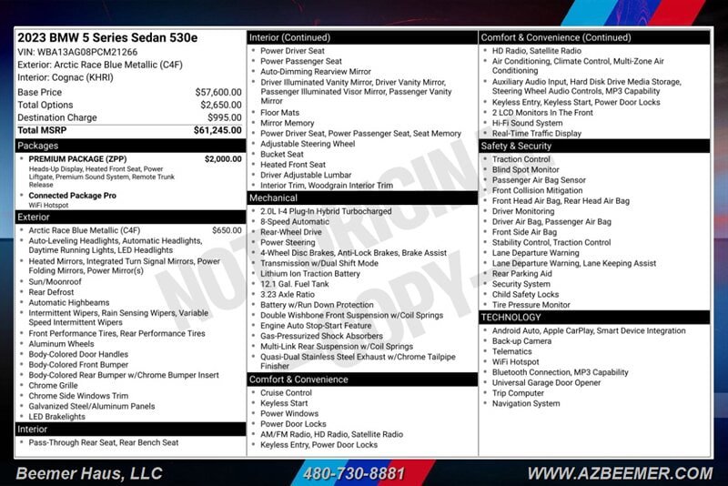 Used 2023 BMW 530e w/ Premium Package RWD image 3