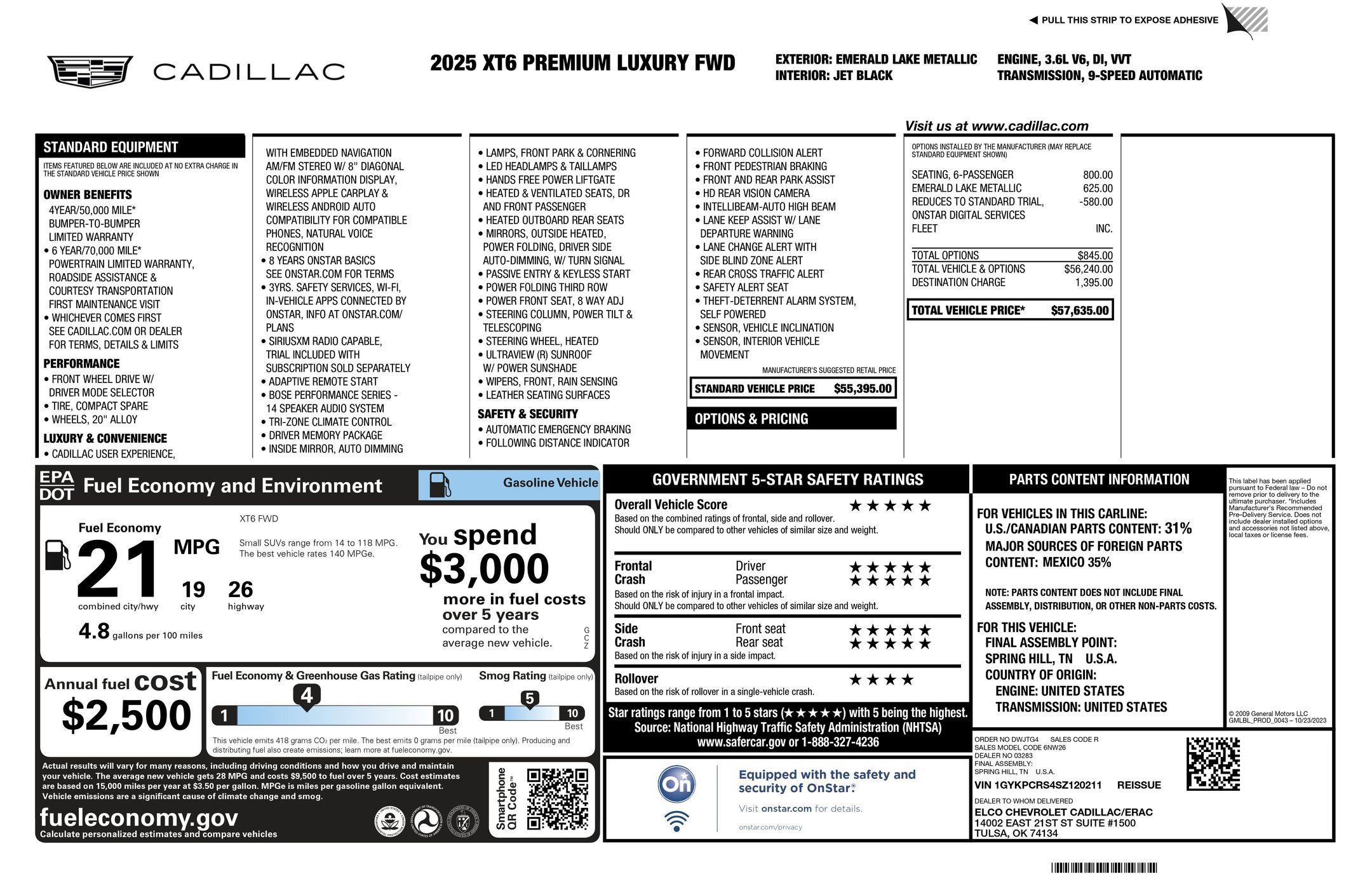 Certified 2025 Cadillac XT6 Premium Luxury FWD image 2