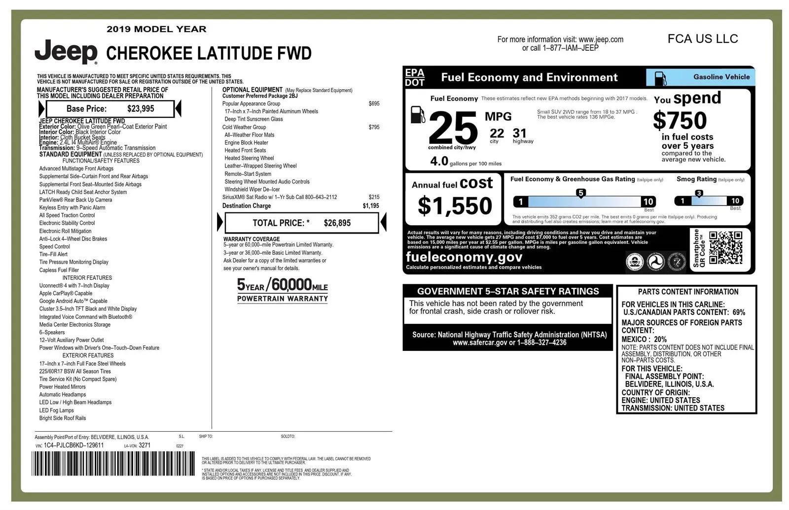 Used 2019 Jeep Cherokee Latitude w/ Cold Weather Group image 23