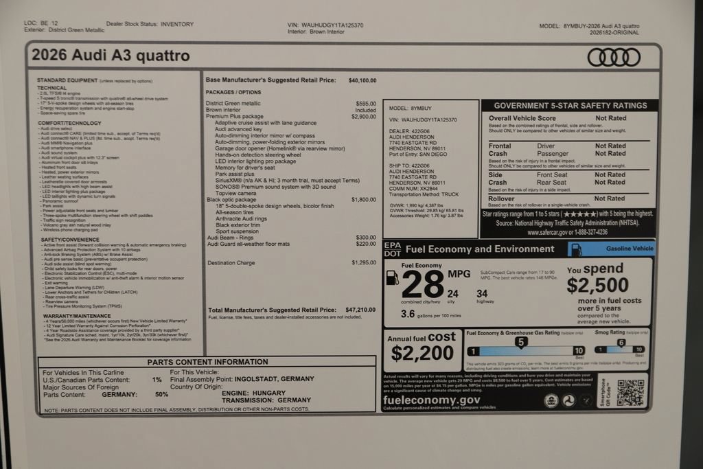 New 2026 Audi A3 2.0T Premium Plus AWD/4WD image 37
