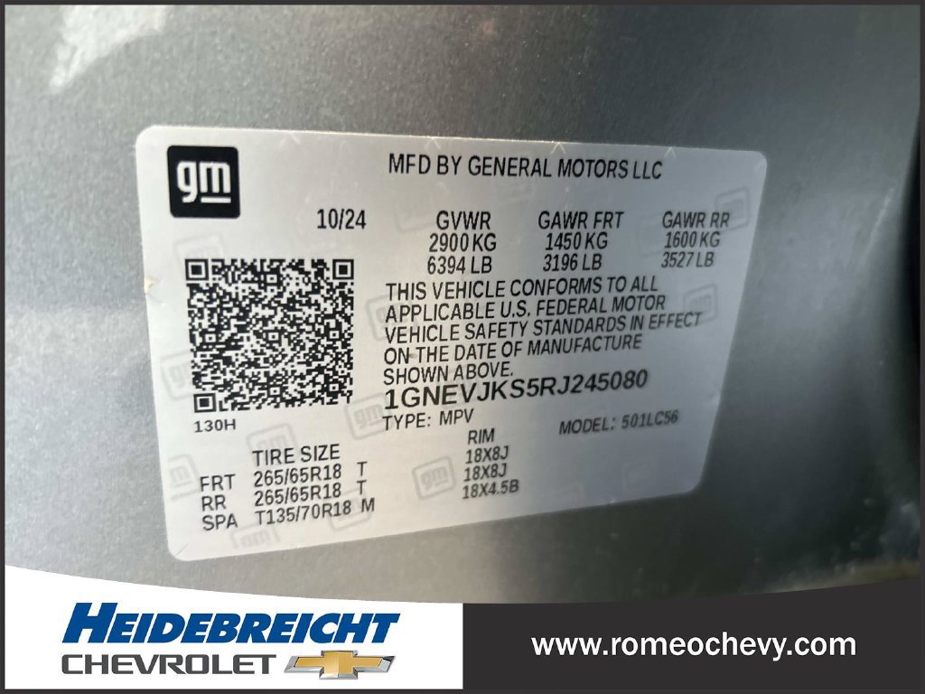 Certified 2024 Chevrolet Traverse Z71 w/ LPO, Floor Liner Package AWD/4WD image 8