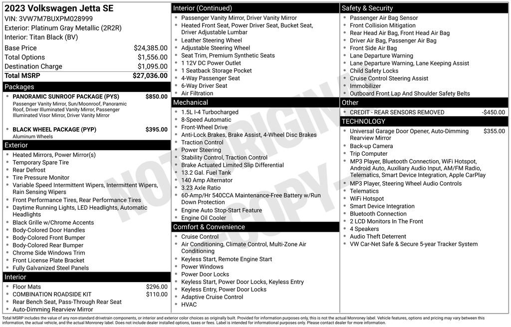 Used 2023 Volkswagen Jetta SE w/ Panoramic Sunroof Package FWD image 2