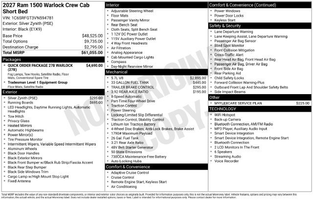 New 2027 RAM 1500 Warlock AWD/4WD image 30