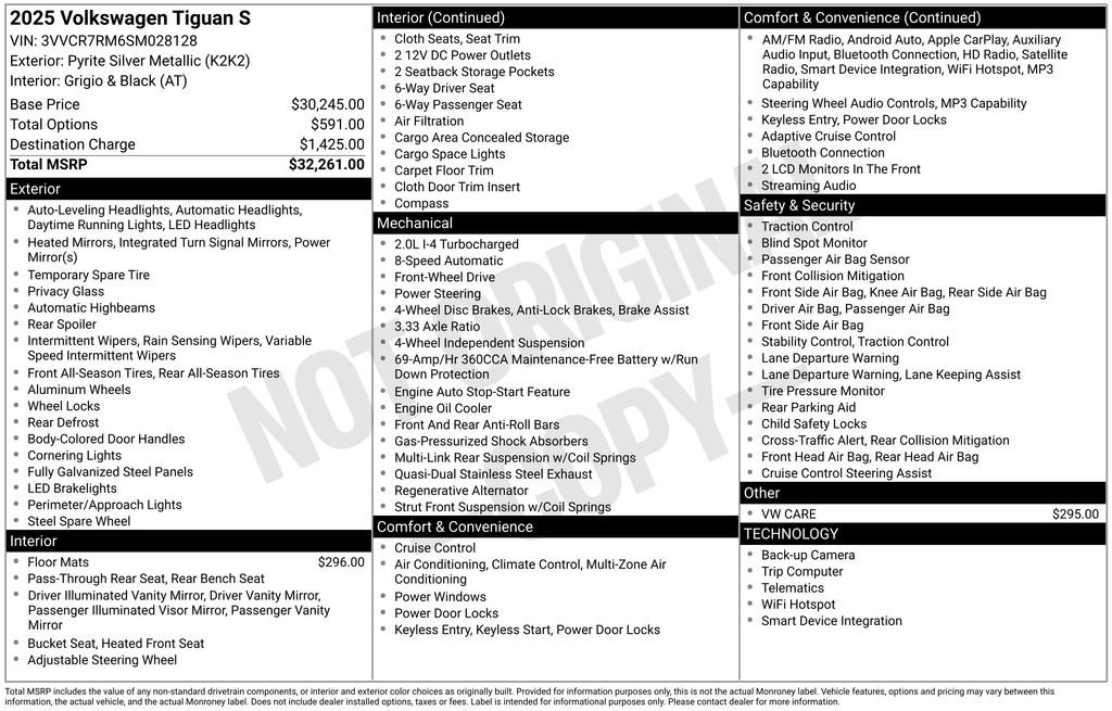Certified 2025 Volkswagen Tiguan S FWD image 8