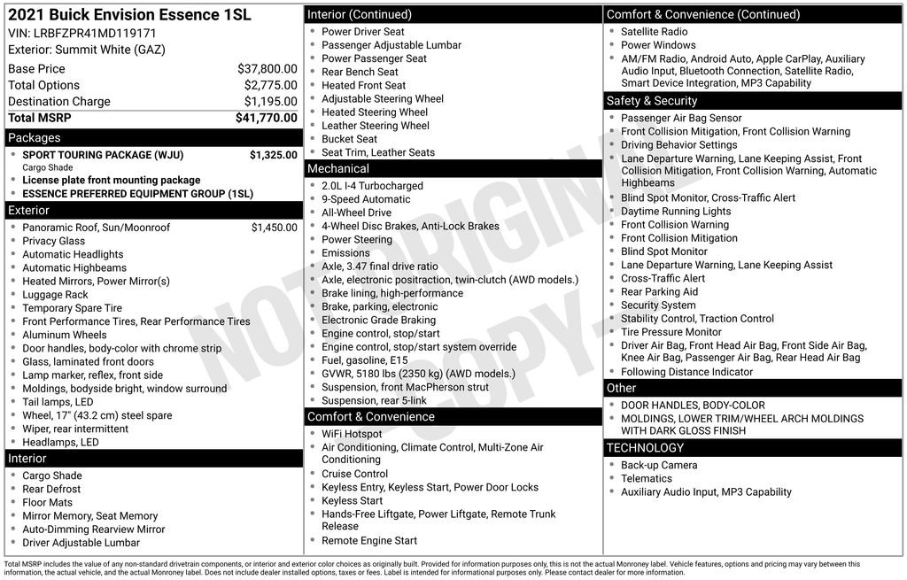 Used 2021 Buick Envision Essence w/ Sport Touring Package AWD/4WD image 49