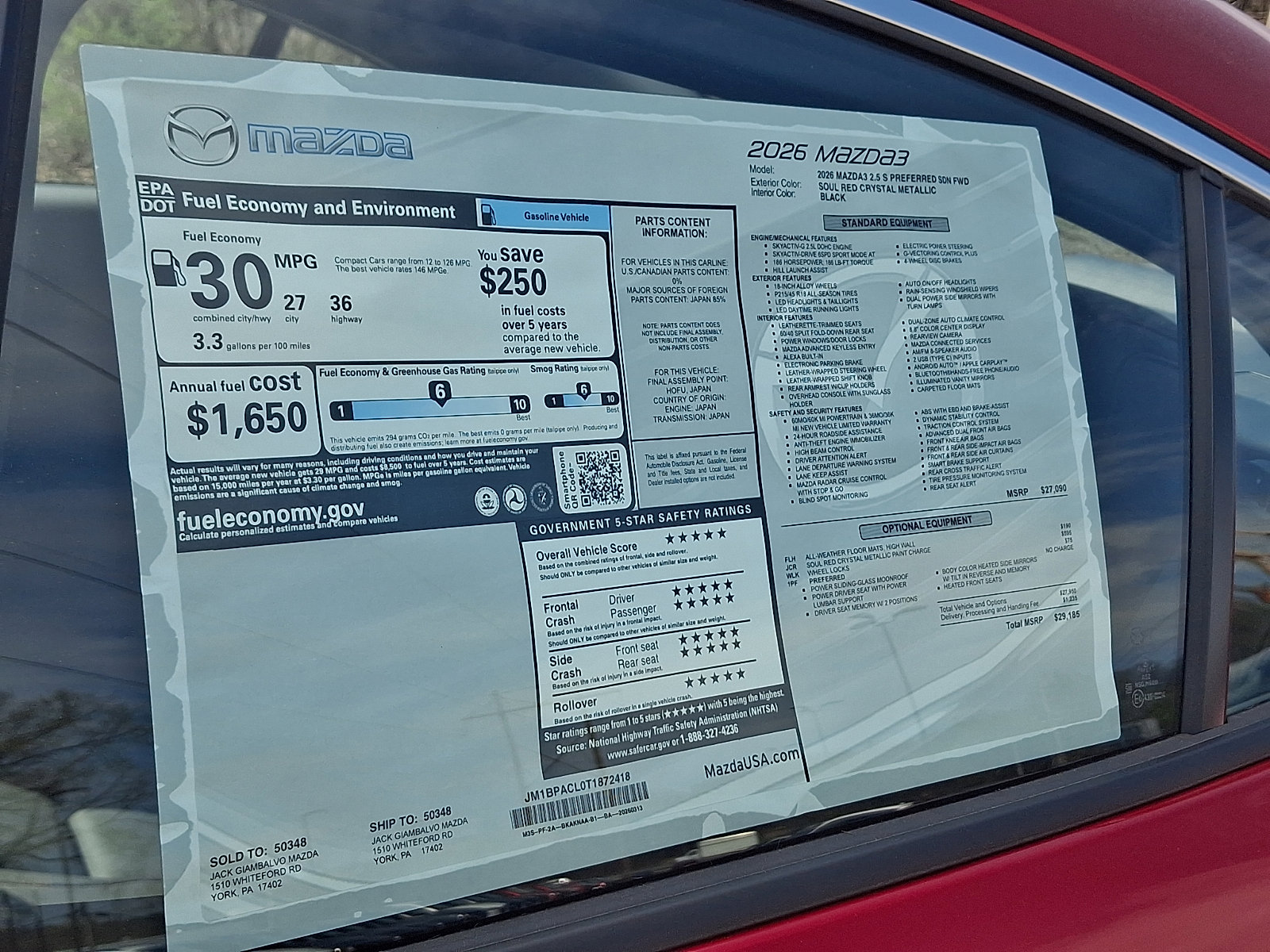 New 2026 MAZDA MAZDA3 2.5 S Sedan w/ Preferred Pkg image 16