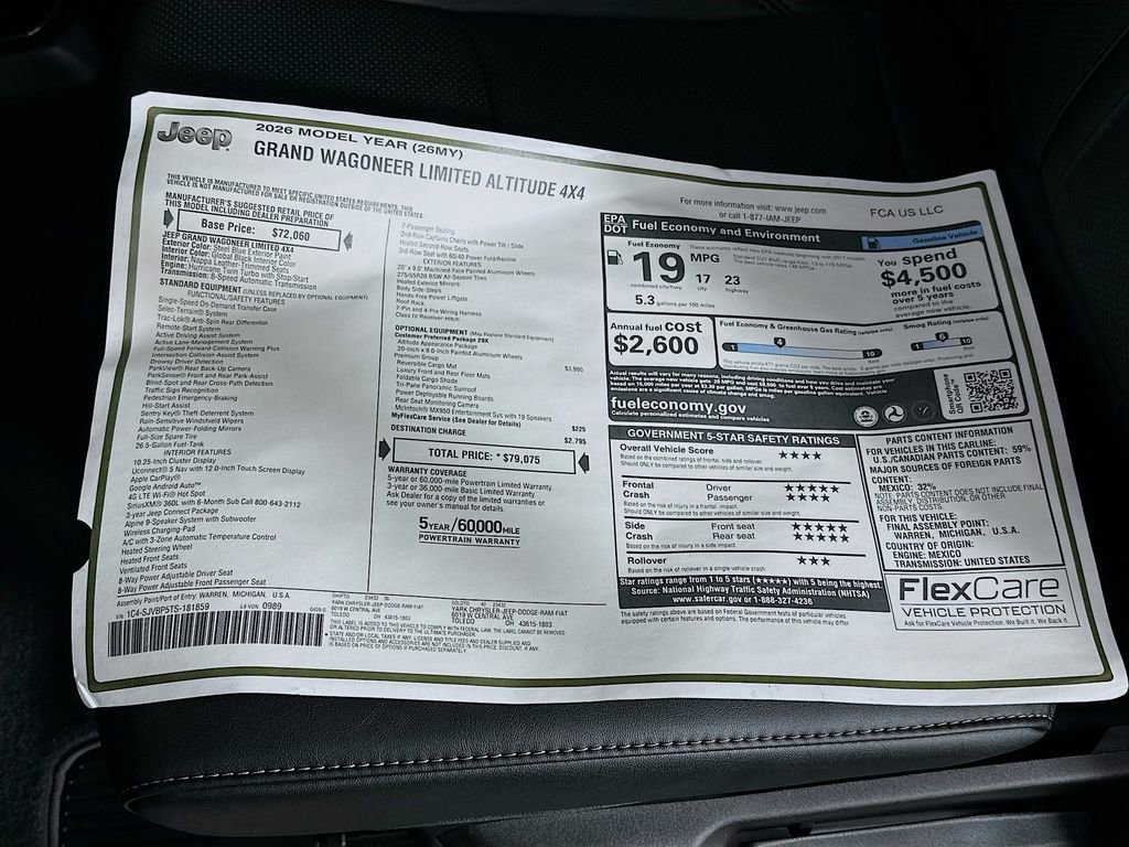 New 2026 Jeep Grand Wagoneer Limited w/ Premium Group II AWD/4WD image 12