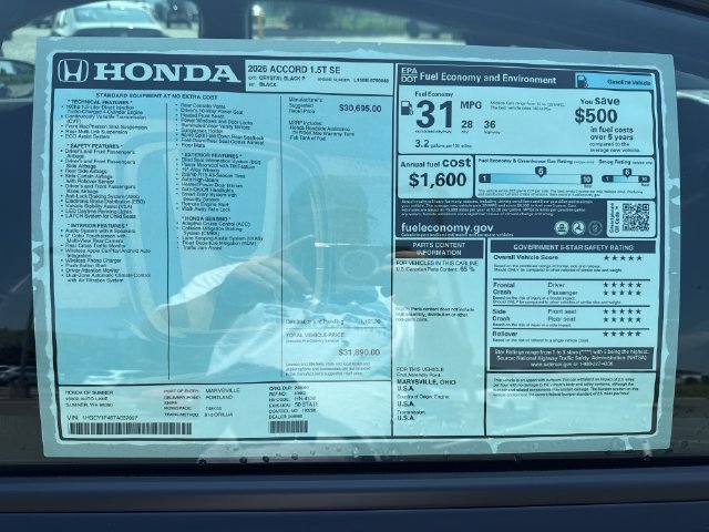 New 2026 Honda Accord SE image 33