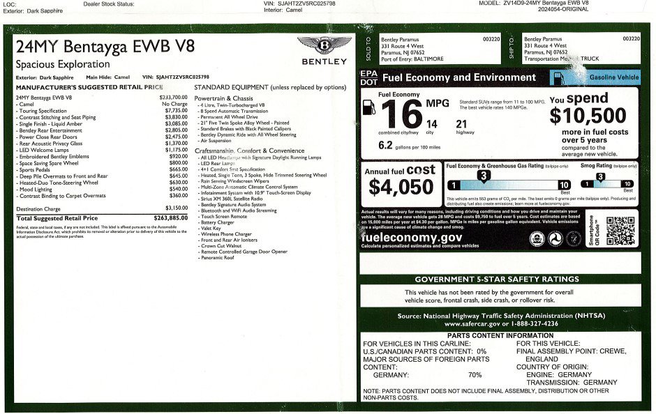 Certified 2024 Bentley Bentayga Extended Wheelbase AWD/4WD image 32