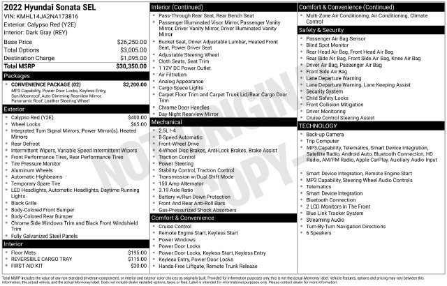 Used 2022 Hyundai Sonata SEL w/ Convenience Package FWD image 24