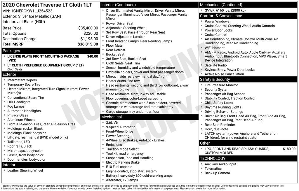 Used 2020 Chevrolet Traverse LT FWD image 17