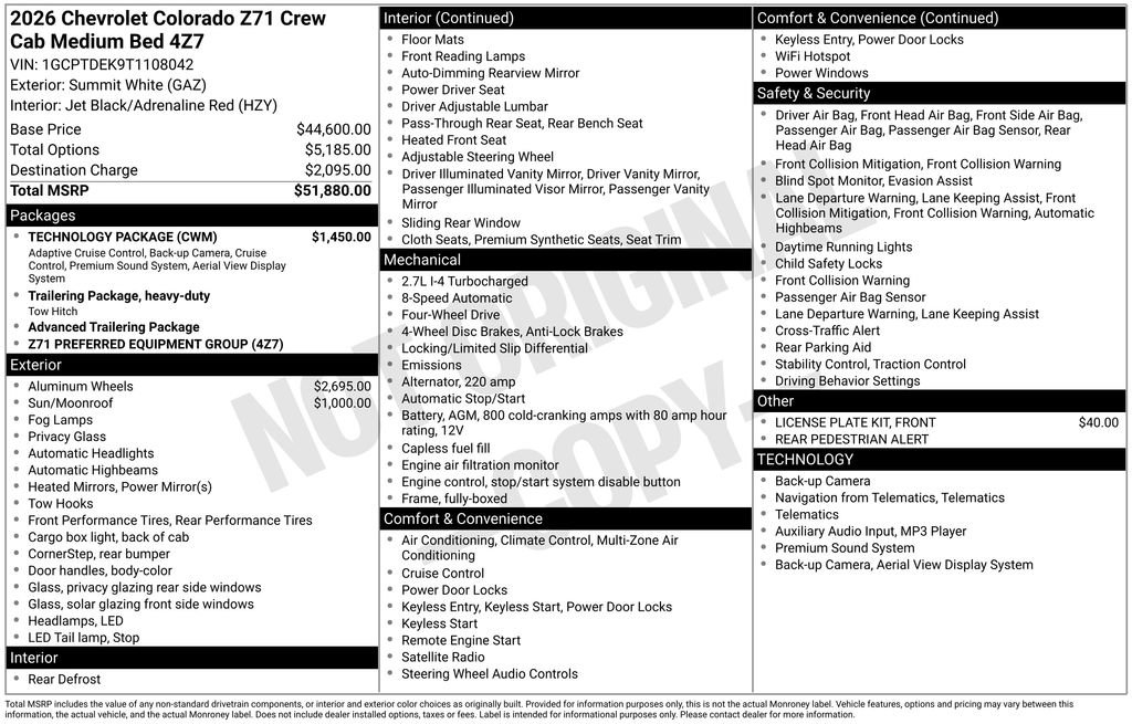 New 2026 Chevrolet Colorado Z71 w/ Technology Package AWD/4WD image 5