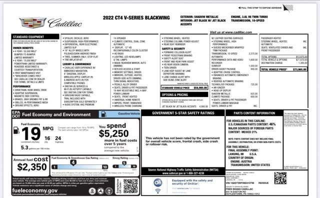 Used 2022 Cadillac CT4 V Blackwing w/ Driver Assist Package RWD image 23