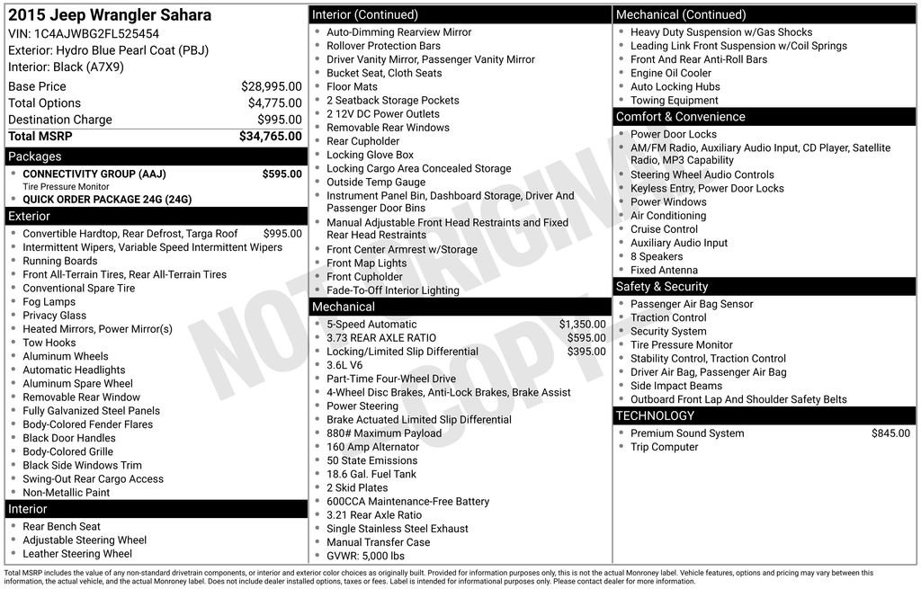 Used 2015 Jeep Wrangler Sahara w/ Connectivity Group image 27