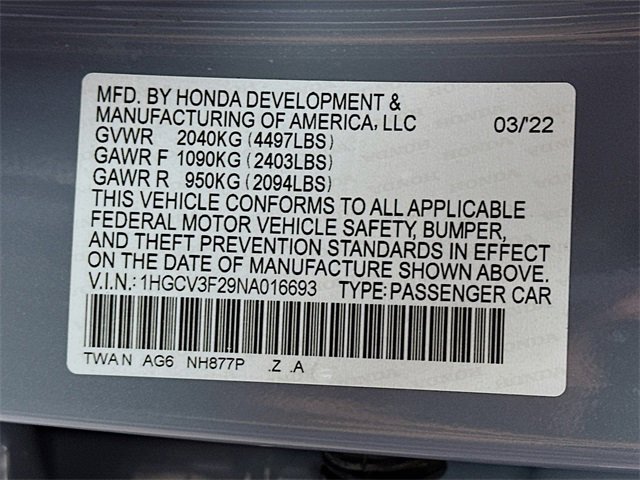 Certified 2022 Honda Accord Sport image 30