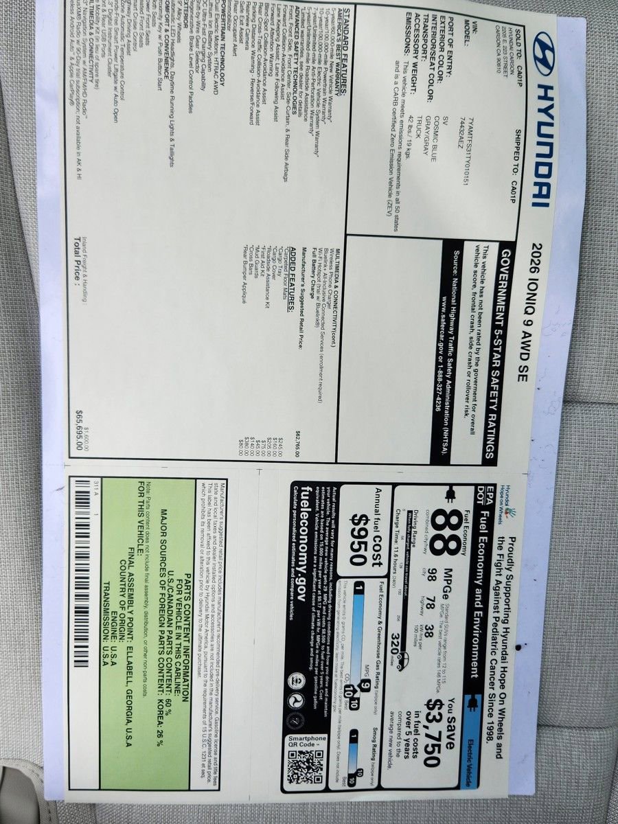 New 2026 Hyundai Ioniq 9 SE AWD/4WD image 14