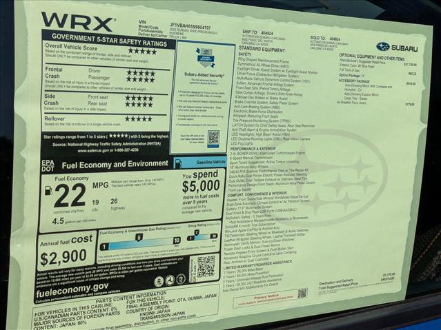 New 2025 Subaru WRX Premium w/ Accessory Package #2 image 19