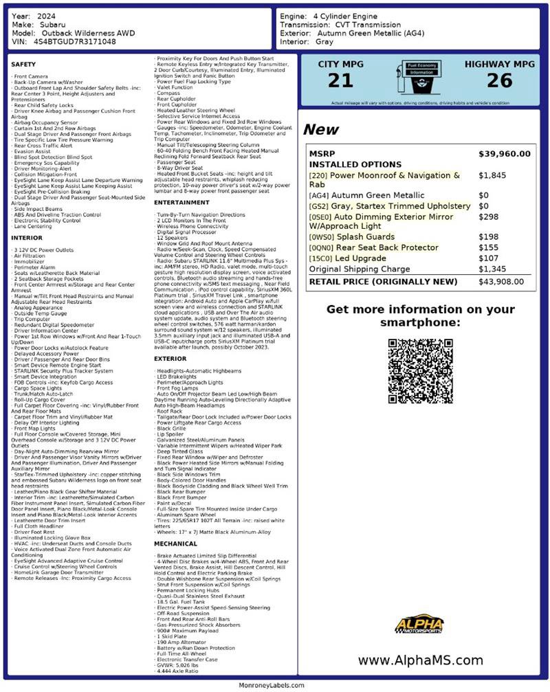 Used 2024 Subaru Outback Wilderness AWD/4WD image 3