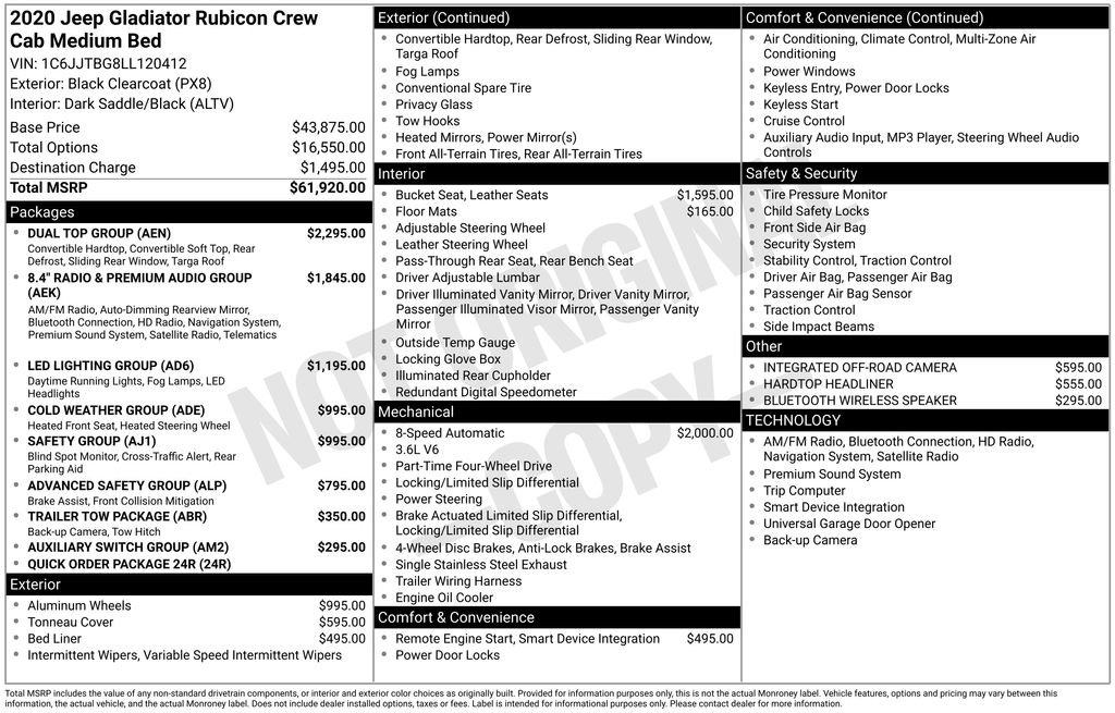 Used 2020 Jeep Gladiator Rubicon w/ Dual Top Group image 5