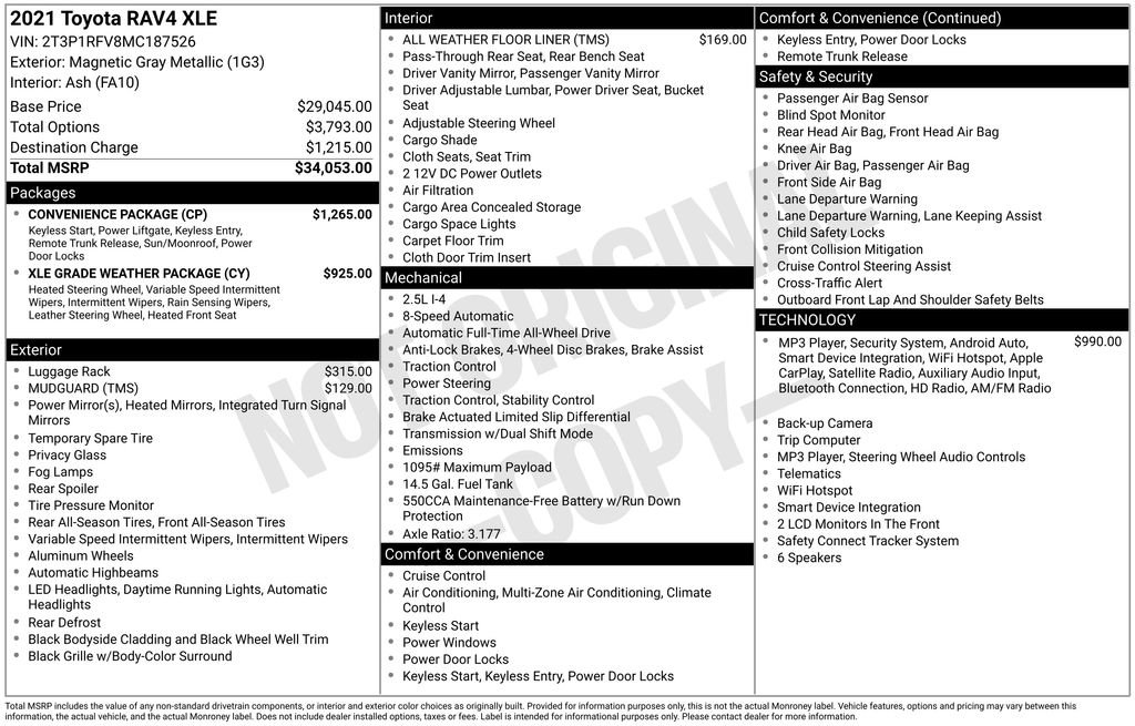 Used 2021 Toyota RAV4 XLE w/ Convenience Package AWD/4WD image 34