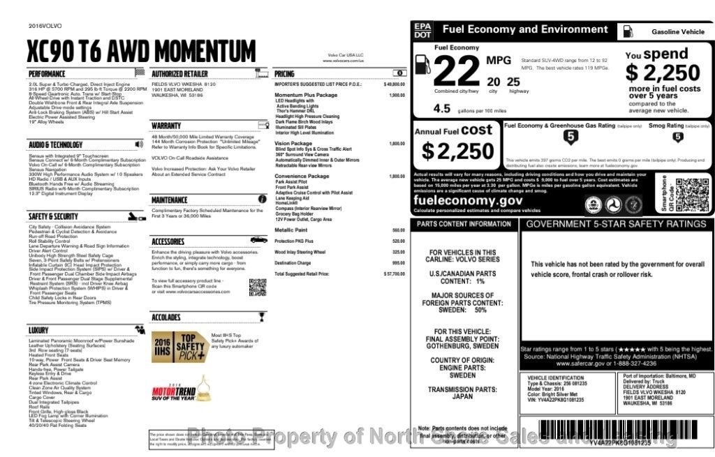 Used 2016 Volvo XC90 T6 Momentum w/ Momentum Plus Package AWD/4WD image 54