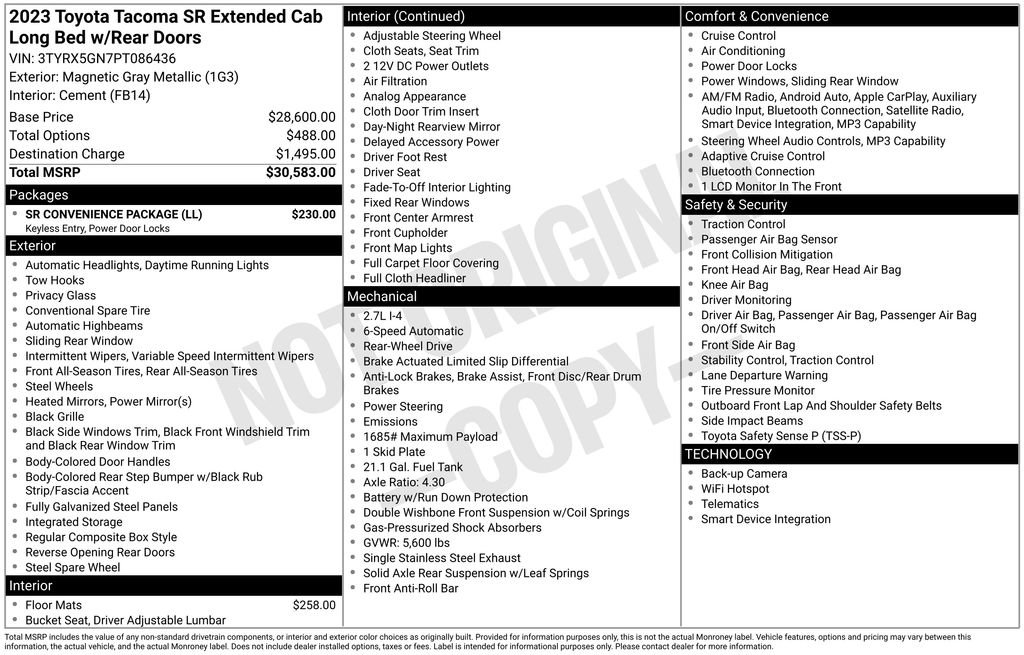 Used 2023 Toyota Tacoma SR w/ SR Convenience Package image 2