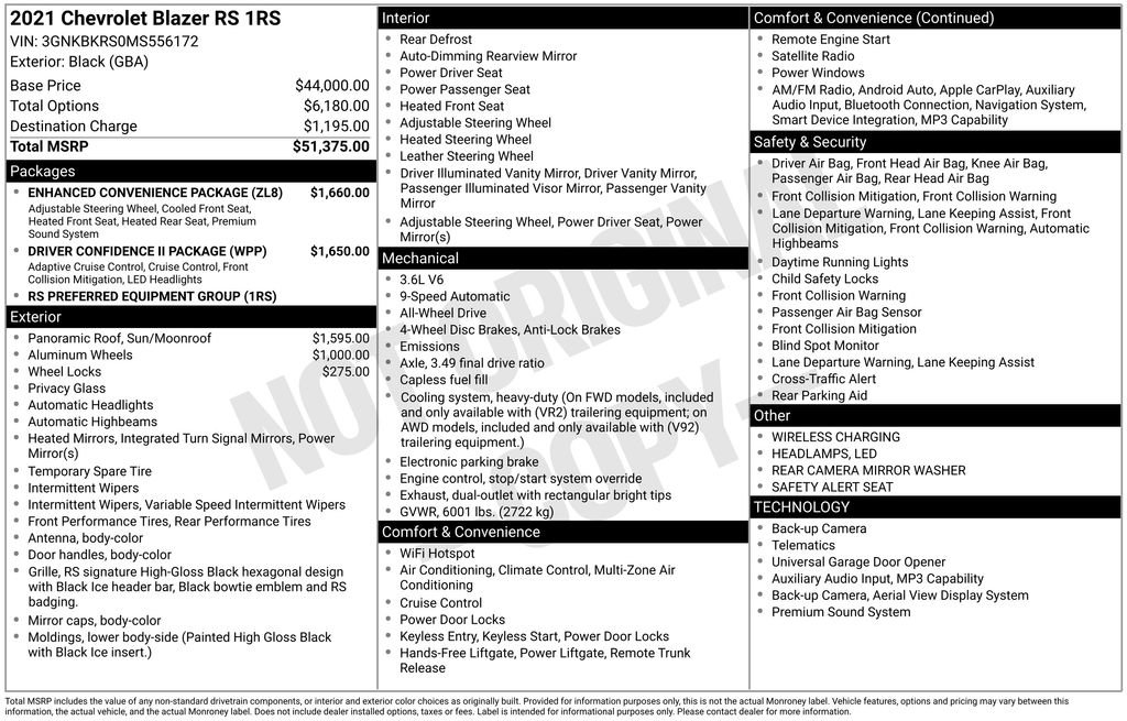 Certified 2021 Chevrolet Blazer RS w/ Enhanced Convenience Package image 6