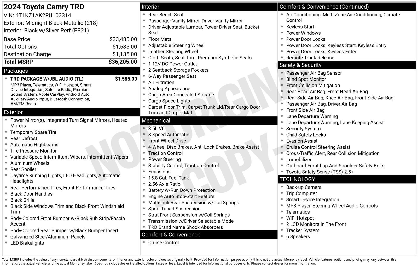 Used 2024 Toyota Camry TRD w/ TRD Package w/JBL Audio image 27