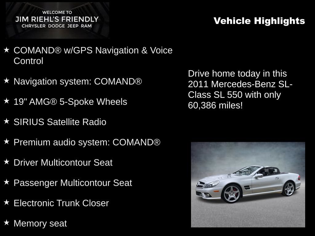 Used 2011 Mercedes-Benz SL 550 w/ Premium I Pkg image 5