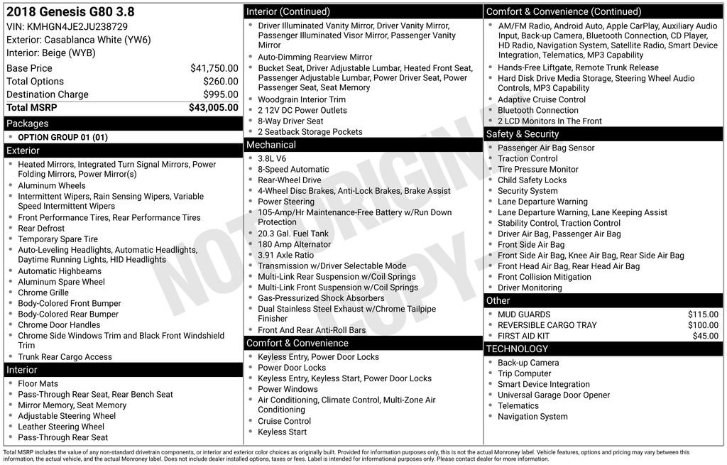 Used 2018 Genesis G80 3.8 image 6
