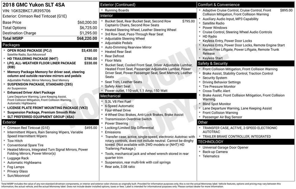 Used 2018 GMC Yukon SLT w/ Open Road Package AWD/4WD image 2
