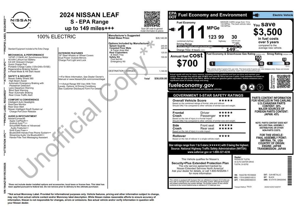 Used 2024 Nissan Leaf S image 3