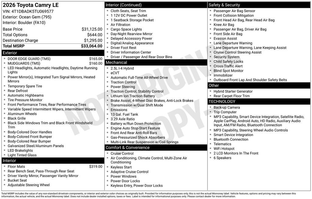 New 2026 Toyota Camry LE AWD/4WD image 21