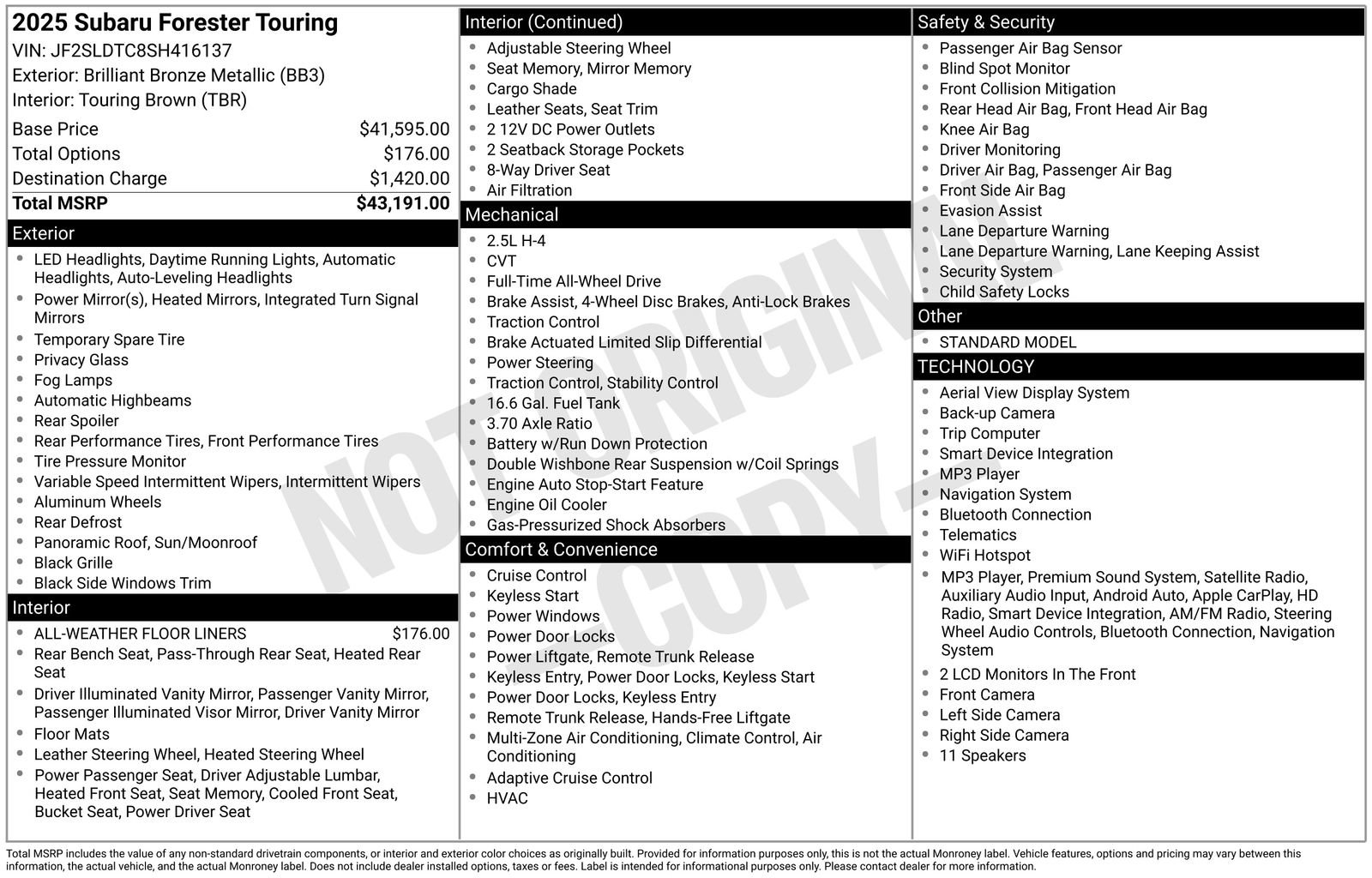 Certified 2025 Subaru Forester Touring AWD/4WD image 15