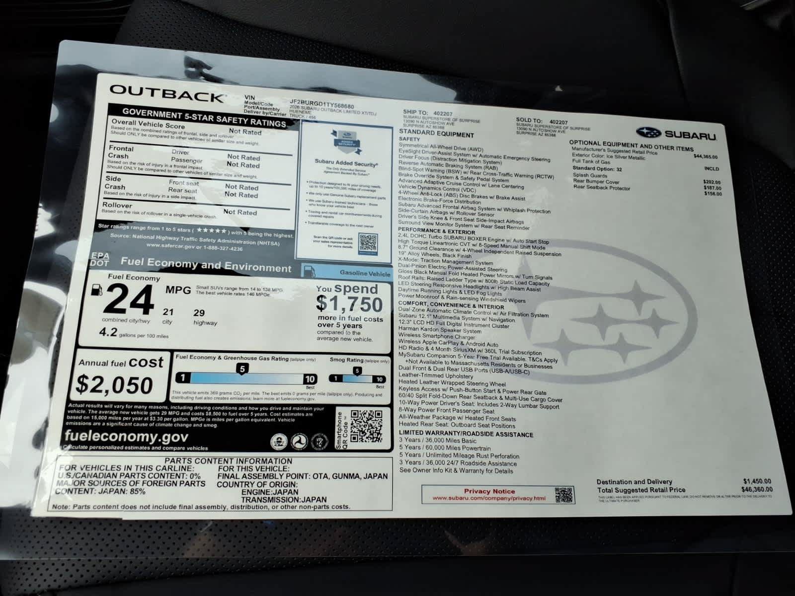 New 2026 Subaru Outback Limited XT AWD/4WD image 40