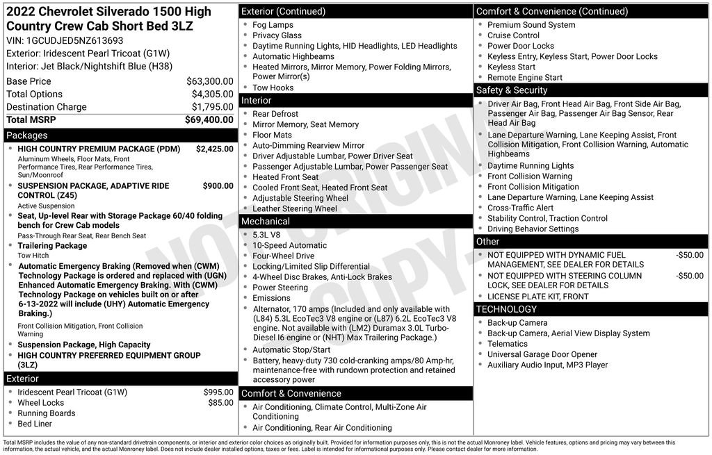 Used 2022 Chevrolet Silverado 1500 High Country w/ High Country Premium Package image 2