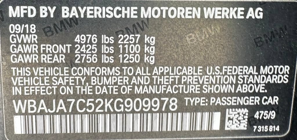 Used 2019 BMW 530i xDrive w/ Convenience Package AWD/4WD image 47