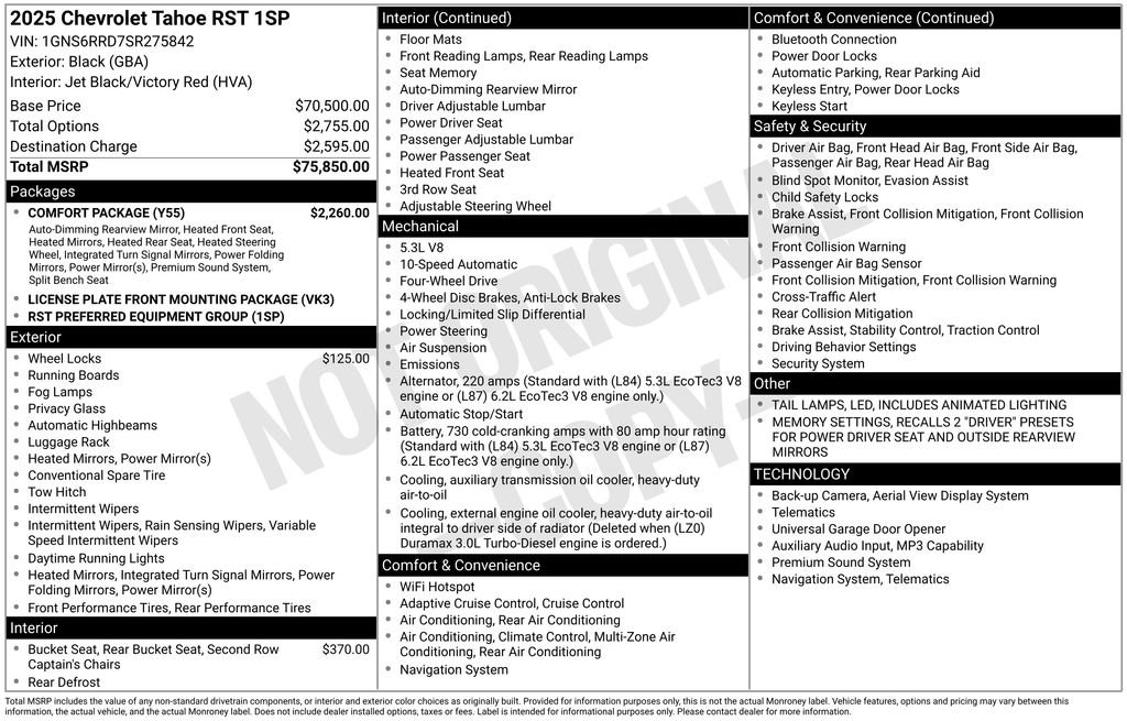 Used 2025 Chevrolet Tahoe RST w/ Comfort Package AWD/4WD image 28