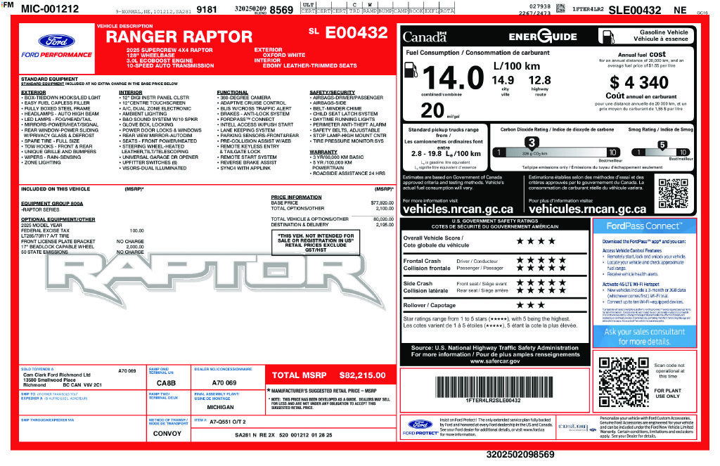 Certified 2025 Ford Ranger Raptor AWD/4WD image 49