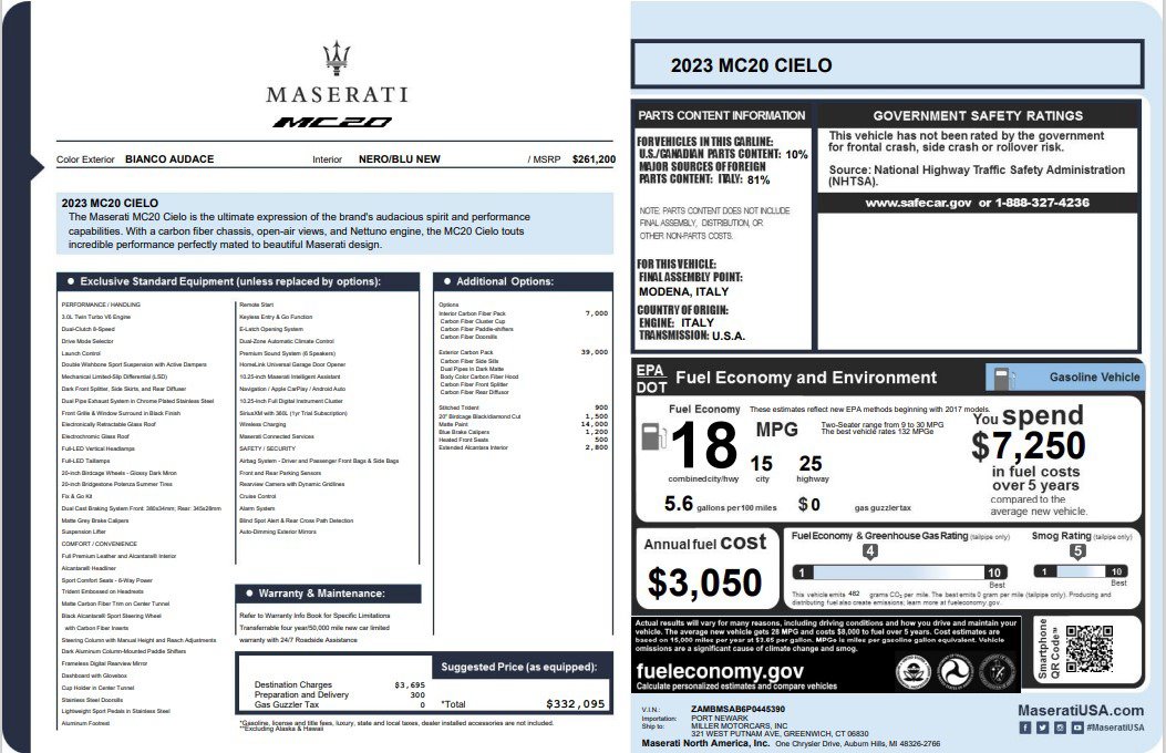 Used 2023 Maserati MC20 Spyder RWD image 46