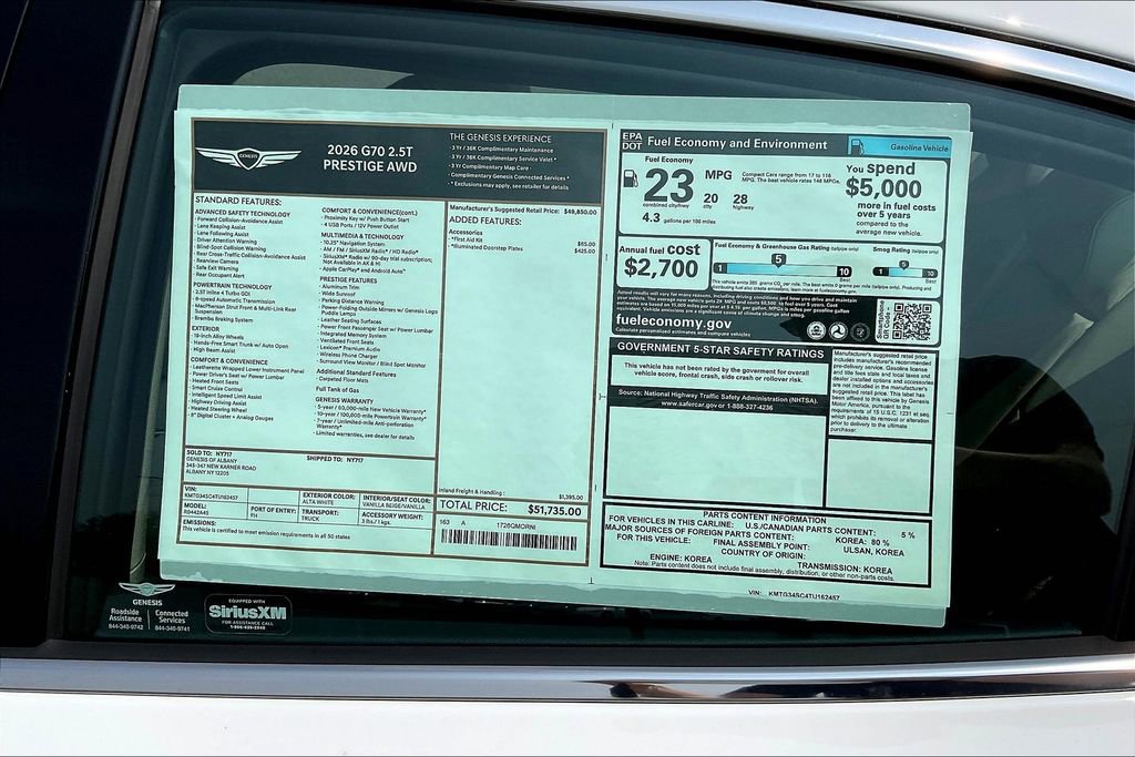 New 2026 Genesis G70 2.5T Prestige image 14